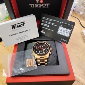 Tissot PR516 Swiss Chronograph Quartz Men's Watch Rose Gold PVD Coating